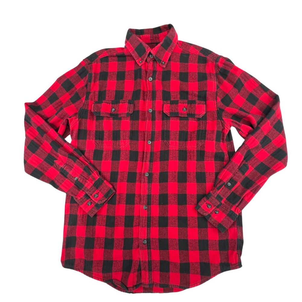 Faded Glory Top Mens Small  Rustic Red Tartan Plaid Flannel Lumberjack Shirt